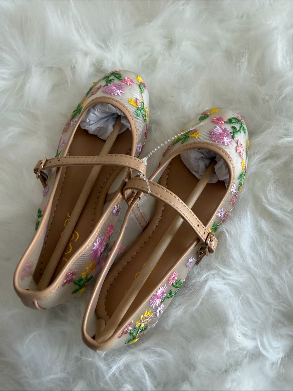 Sugar Pink-Beige Floral Mary Jane Dress Shoes